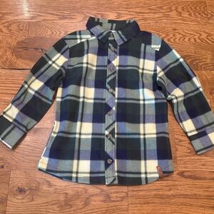 NWT. deux par deux. Polar Bear Plaid Fleece Button Down Shirt. Green/Navy. 6.